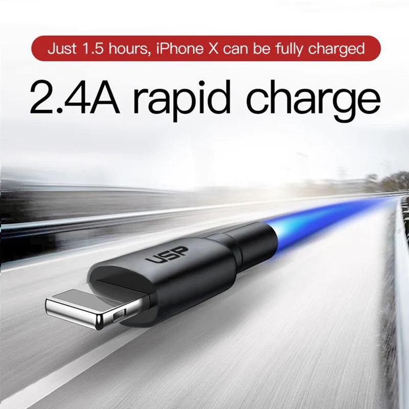USP BoostUp Lightning to USB-A Cable (20CM) Black - Quick Charge & Connect, 2.4A Rapid Charge,Nylon Weaving,Apple iPhone/iPad/MacBook,5 Years Warranty - Image 2