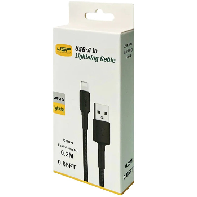 USP BoostUp Lightning to USB-A Cable (20CM) Black - Quick Charge & Connect, 2.4A Rapid Charge,Nylon Weaving,Apple iPhone/iPad/MacBook,5 Years Warranty - Image 4