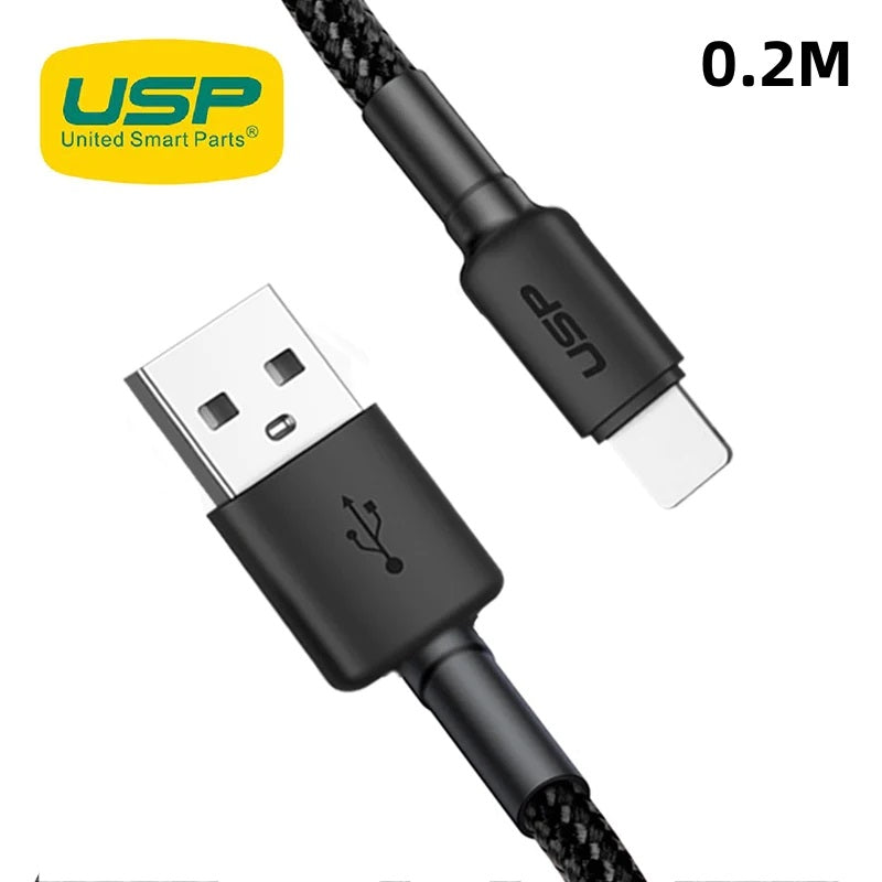 USP BoostUp Lightning to USB-A Cable (20CM) Black - Quick Charge & Connect, 2.4A Rapid Charge,Nylon Weaving,Apple iPhone/iPad/MacBook,5 Years Warranty - Image 5