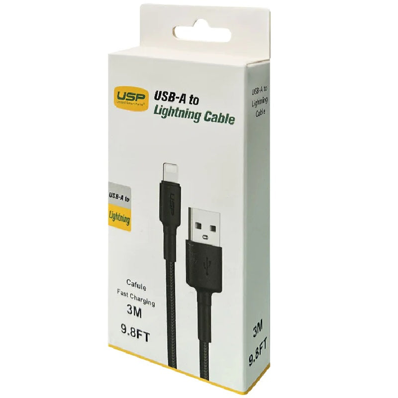 USP BoostUp Lightning to USB-A Cable (3M) Black - Quick Charge & Connect, 2.4A Rapid Charge,Nylon Weaving,Apple iPhone/iPad/MacBook, 5 Years Warranty - Image 4