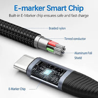 USP BoostUp Cafule Braided USB-C to USB-C (3.2 Gen 2x2) Charge & Video Cable (1M) - Black, 5A/100W PD, 20Gbps, 8K/60Hz, 5 Years Warranty - Image 4