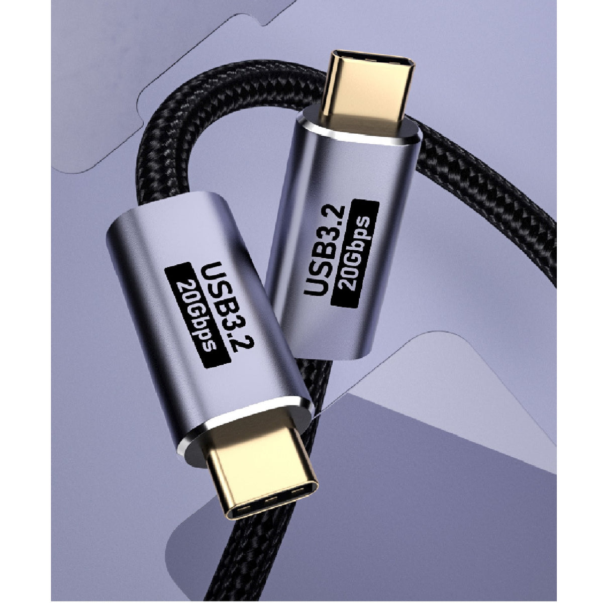 USP BoostUp Cafule Braided USB-C to USB-C (3.2 Gen 2x2) Charge & Video Cable (1M) - Black, 5A/100W PD, 20Gbps, 8K/60Hz, 5 Years Warranty - Image 1