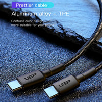 USP BoostUp Braided USB-C to USB-C Cable (2M) Black -3A/60W, Fast & Safe Charge,Samsung Galaxy,Apple iPhone,iPad,MacBook,Google,OPPO, 5 Years Warranty - Image 3
