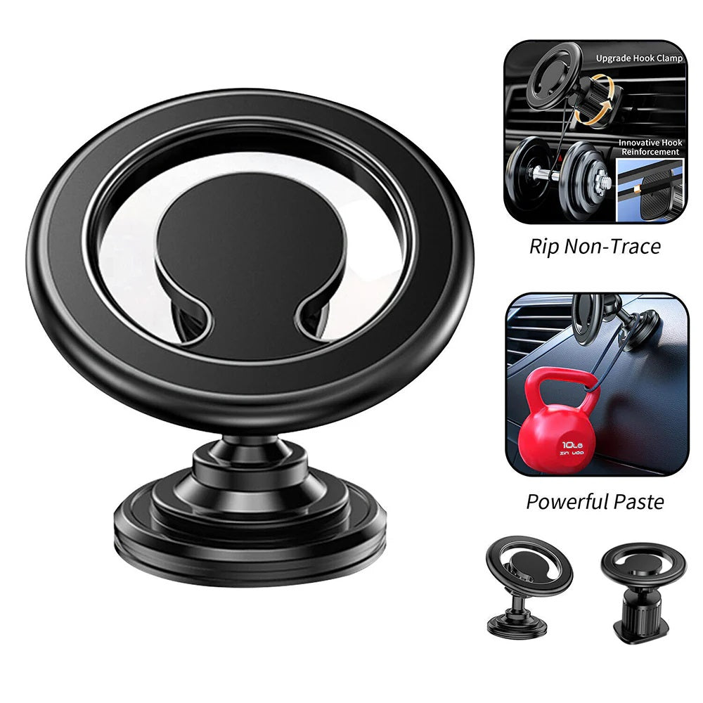 Pisen 2-in-1 Car Air Vent and Dashboard Mount Phone Holder - Black, Magnetic Hook With MagSafe, Easy to install, Apple, 360 Rotation - Image 2