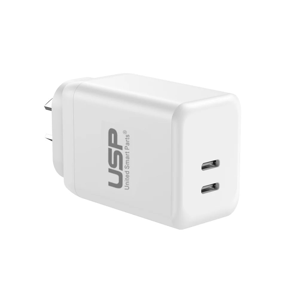 USP 45W Dual Port USB-C PD GaN Fast Wall Charger - White, Charge Two Device Simultaneously,Compact and Lightweight, 5 Years Warranty - Image 5