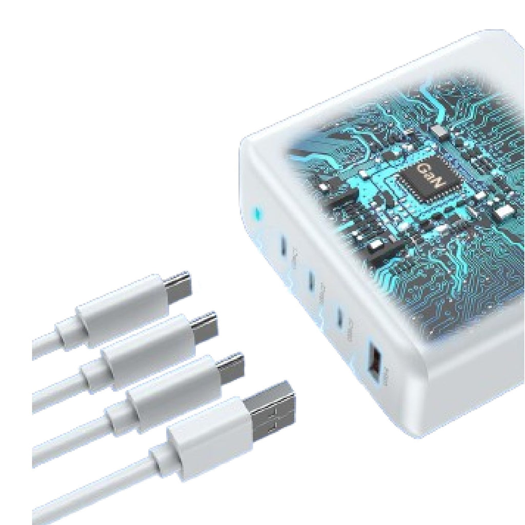 USP 100W Four Ports USB-C PD GaN Wall Charger White - 3x USB-C, 1x USB-A, Efficient, High Quality, Tablet, Laptop, iPhone, 5 Years Warranty - Image 3