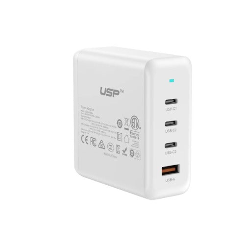 USP 100W Four Ports USB-C PD GaN Wall Charger White - 3x USB-C, 1x USB-A, Efficient, High Quality, Tablet, Laptop, iPhone, 5 Years Warranty - Image 4