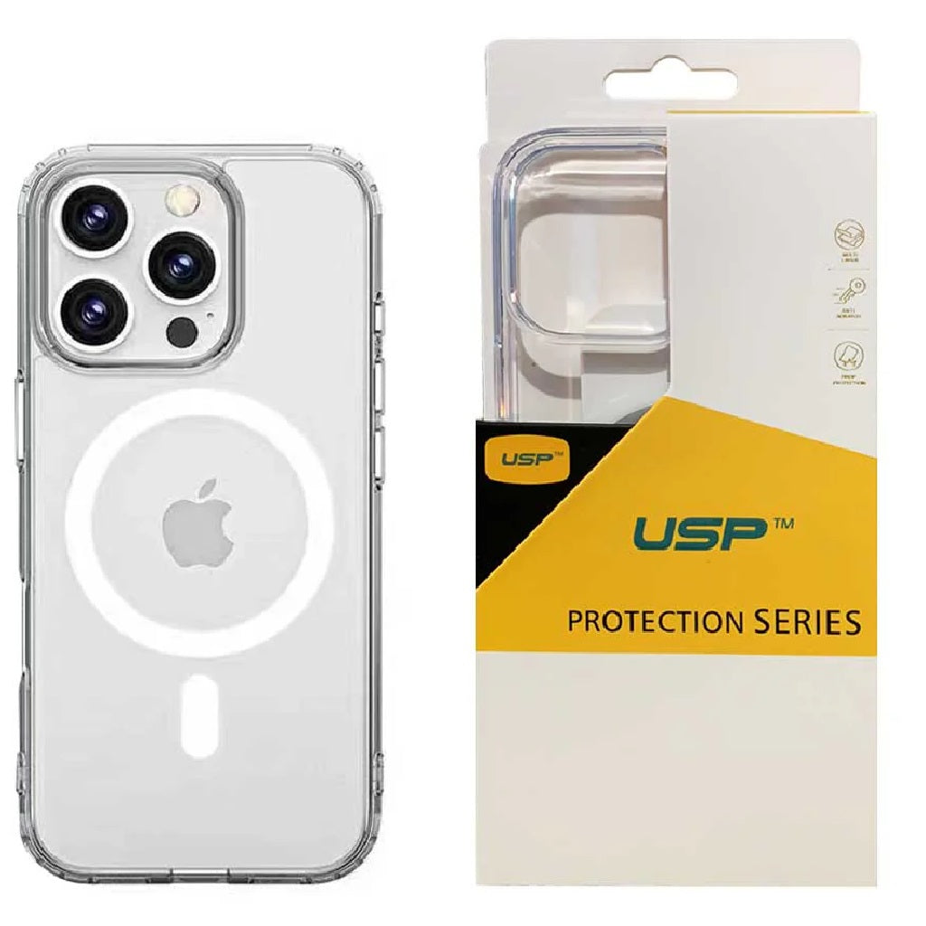 USP Apple iPhone 16 Pro (6.3") Clear Rock Shockproof Case with MagSafe - Ultra-thin, Lightweight, Non-slip, Crystal Clear, 5 Years Warranty - Image 1