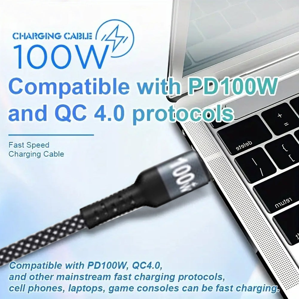 USP Braided 2-in-1 USB-C to Lighting (27W) + USB-C (100W) Super Fast Charging Cable (1.2M) Black - High Speed Charging, 5 Years Warranty - Image 2