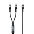 USP Braided 2-in-1 USB-C to Lighting (27W) + USB-C (100W) Super Fast Charging Cable (1.2M) Black - High Speed Charging, 5 Years Warranty - Image 1