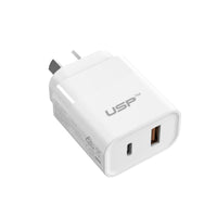 USP 30W Dual Port Fast Wall Charger - White, 1xUSB-C(30W PD), 1xUSB-A(18W QC 3.0), Compact and Lightweight, 5 Years Warranty - Image 2