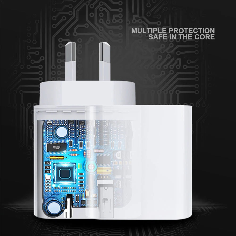 USP 30W Dual Port Fast Wall Charger - White, 1xUSB-C(30W PD), 1xUSB-A(18W QC 3.0), Compact and Lightweight, 5 Years Warranty - Image 4