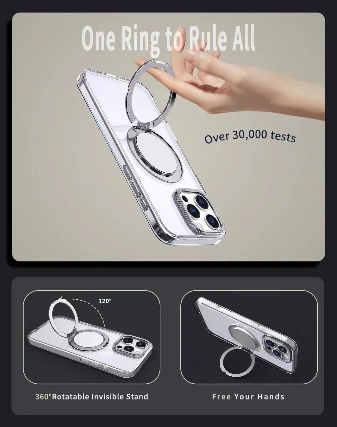 USP Apple iPhone 17 (6.3") Clear Case with MagSafe - 360° Rotatable Ring-Stand,Scratch Resistant,Shockproof,5 Years Warranty - Image 4