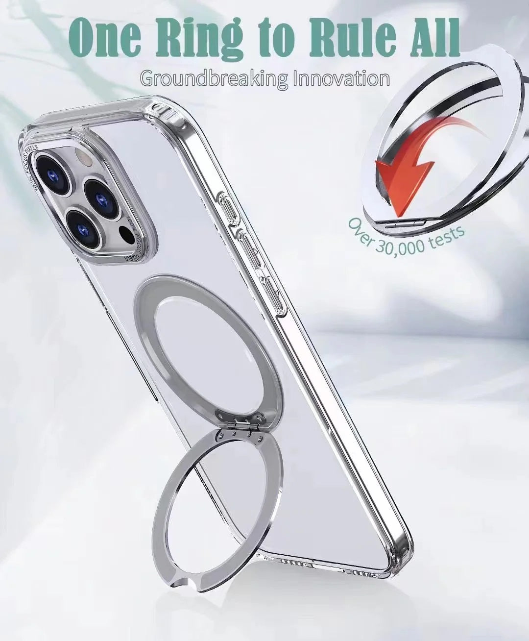 USP Apple iPhone 17 Pro (6.3") Clear Case with MagSafe - 360° Rotatable Ring-Stand,Scratch Resistant,Shockproof,5 Years Warranty - Image 3