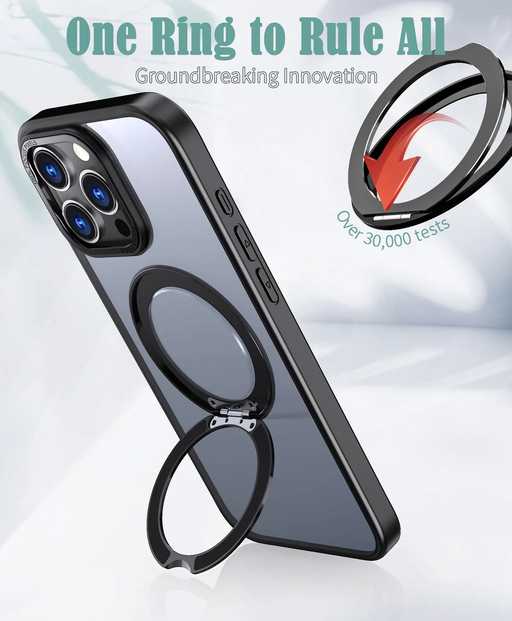 USP Apple iPhone 17 Pro Max (6.9") ShockProof Case with MagSafe Black - 360° Rotatable Ring-Stand,Scratch Resistant,Robust Protection,5 Years Warranty - Image 3