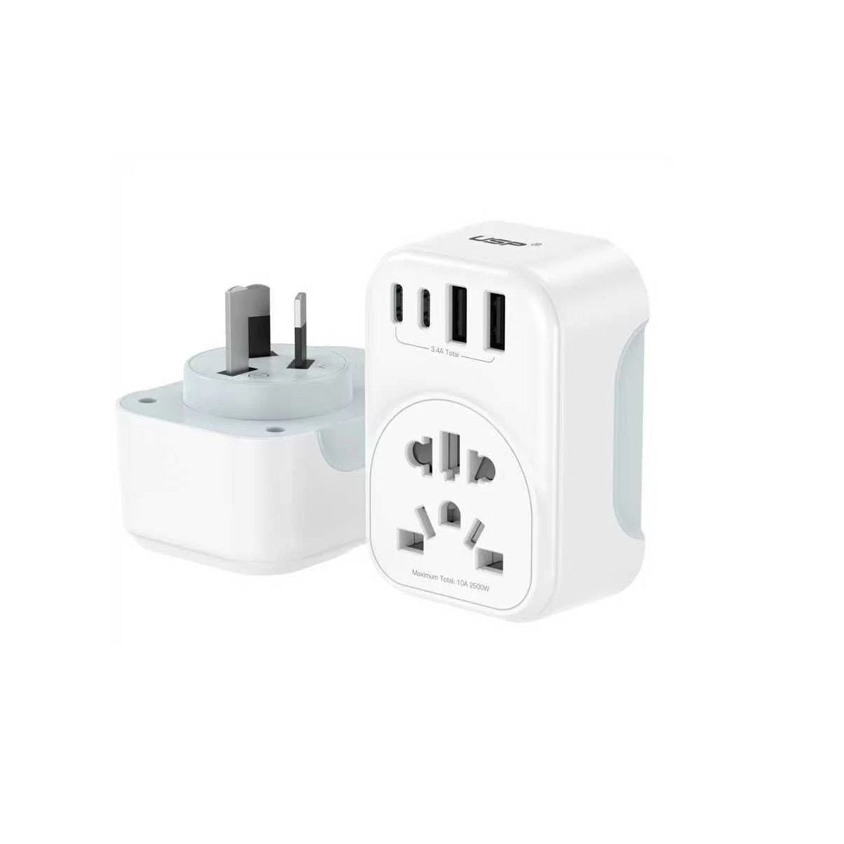 USP Australian Inbound Travel Adapter 2 USB-A + 2 USB-C + AC Socket, Portable device, 4 Universal Sockets, SAA Certification, 5 Years Warranty - Image 5