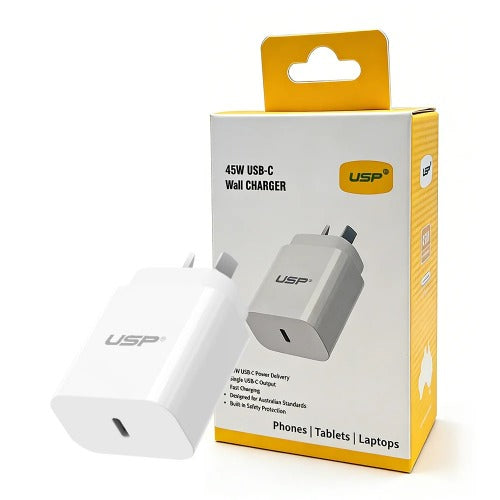 USP 45W GaN Single USB-C PD Wall Charger - White, Compact Design, Smart and Reliable, Built-in Safety Protection, 5 Years Warranty - Image 5