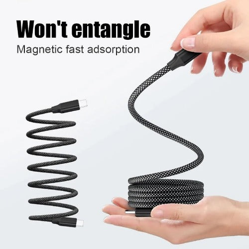 USP Braided HyperLink USB-C to USB-C (1M) Magnetic Cable - Black, Charge & Connect,Digital Display,140W PD, 5 Years Warranty - Image 2