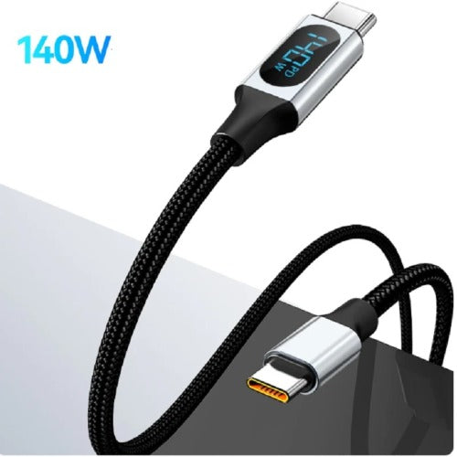 USP Braided HyperLink USB-C to USB-C (1M) Digital Display Cable - Black, Charge & Connect,Digital Display,140W PD, 5 Years Warranty - Image 3