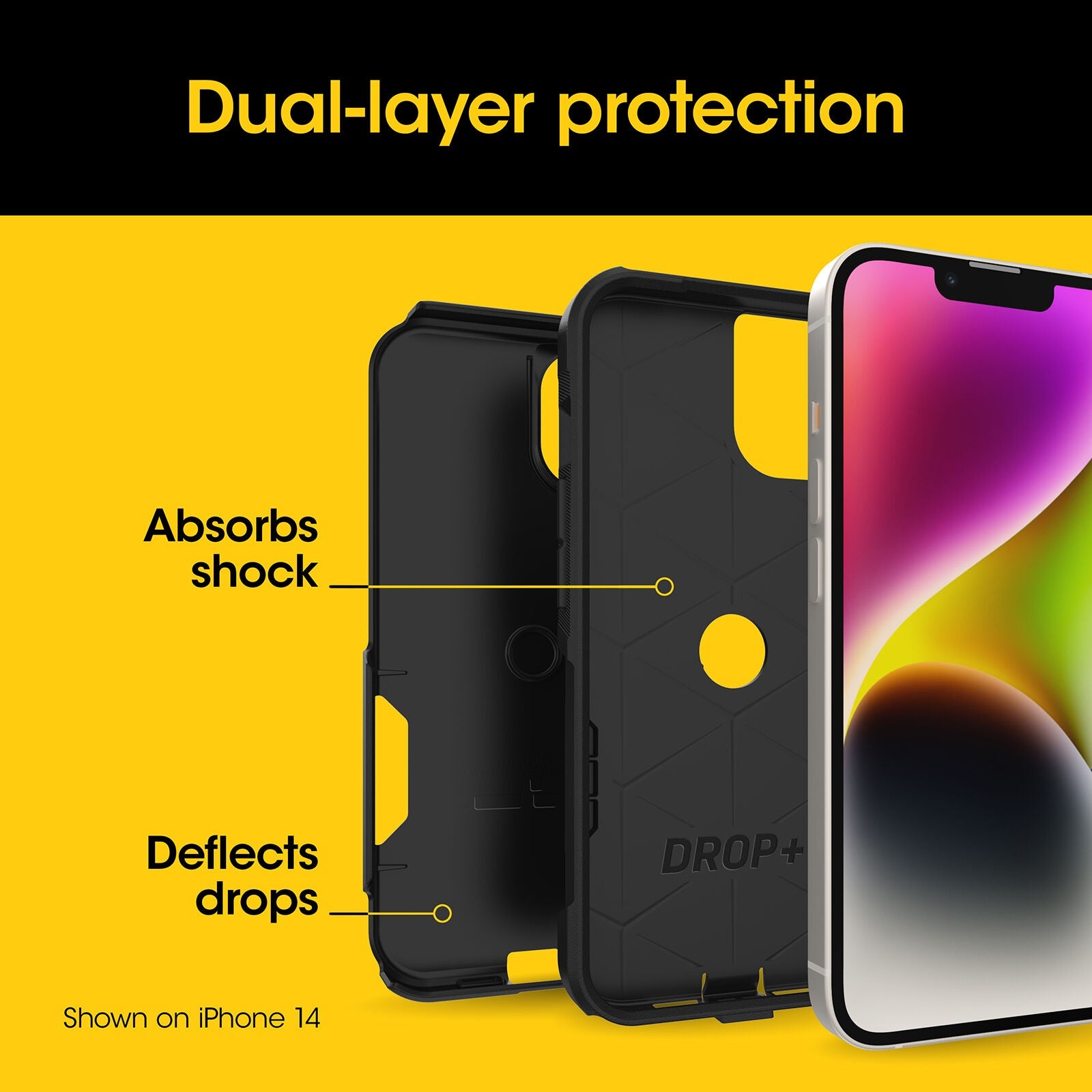 OtterBox Commuter Apple iPhone 17e /  iPhone 16e / iPhone 15 / iPhone 14 / iPhone 13 (6.1") Case Black - (77-92605) , 7 Years Warranty - Image 4