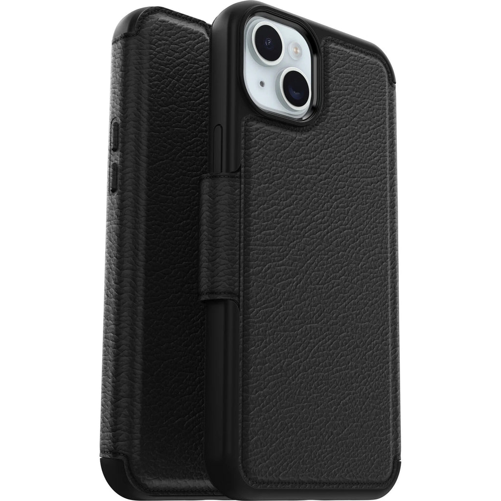OtterBox Strada MagSafe Apple iPhone 15 Plus (6.7") Case Shadow (Black) - (77-93564), DROP+ 3X Military Standard,Leather Folio Cover,7 Years Warranty - Image 3