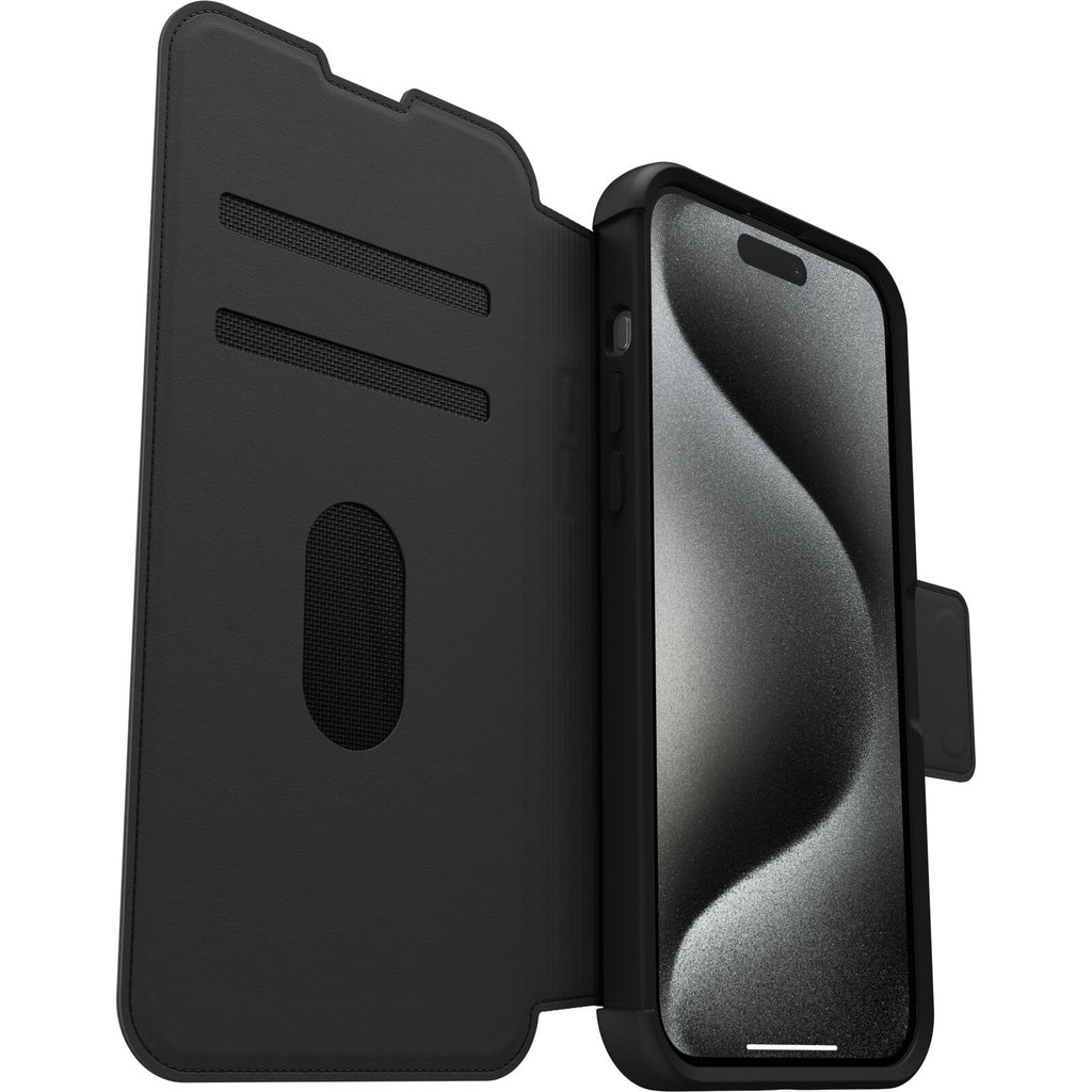 OtterBox Strada MagSafe Apple iPhone 15 Pro Max (6.7") Case Shadow (Black)-(77-93568),DROP+ 3X Military Standard,Leather Folio Cover,7 Years Warranty - Image 2