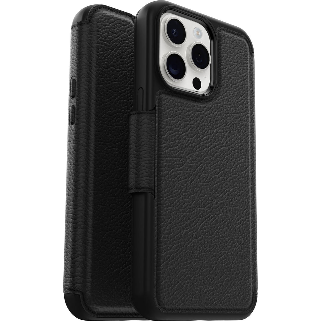 OtterBox Strada MagSafe Apple iPhone 15 Pro Max (6.7") Case Shadow (Black)-(77-93568),DROP+ 3X Military Standard,Leather Folio Cover,7 Years Warranty - Image 3