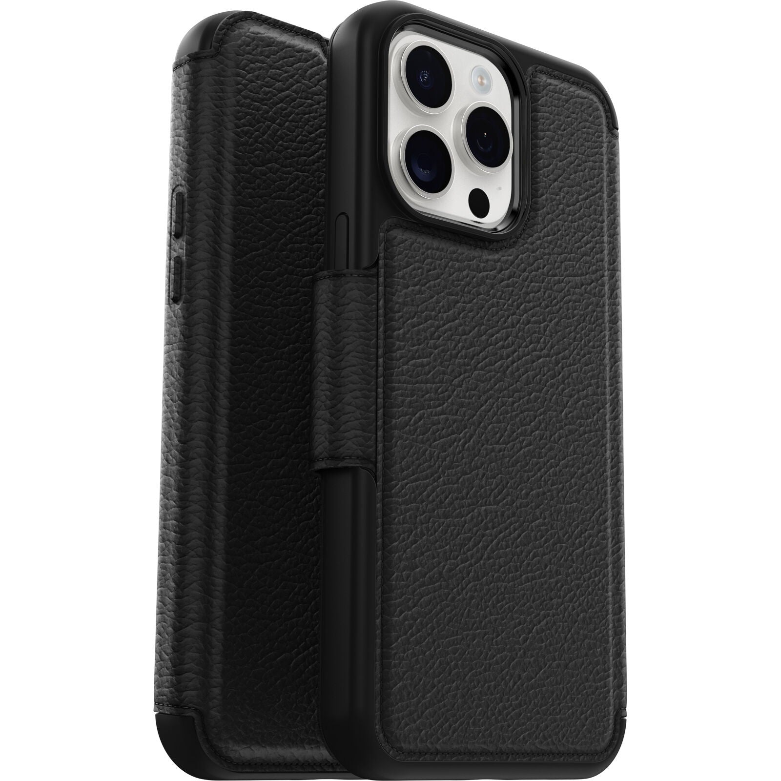 OtterBox Strada MagSafe Apple iPhone 15 Pro Max (6.7") Case Shadow (Black)-(77-93568),DROP+ 3X Military Standard,Leather Folio Cover,7 Years Warranty - Image 3