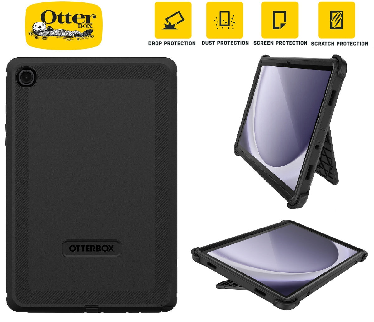 OtterBox Defender Samsung Galaxy Tab A9+ (11") Case -Black(77-95006),DROP+ 2X Military Standard,Multi-Layer,Port covers,7 Years Warranty - Image 1