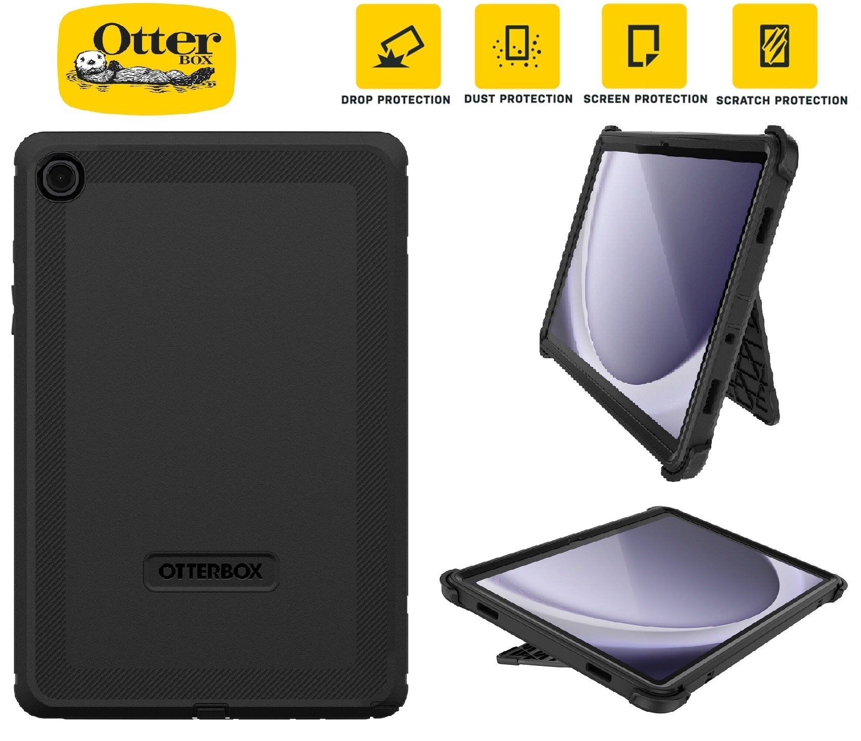 OtterBox Defender Samsung Galaxy Tab A9+ (11") Case -Black(77-95006),DROP+ 2X Military Standard,Multi-Layer,Port covers,7 Years Warranty - Image 5