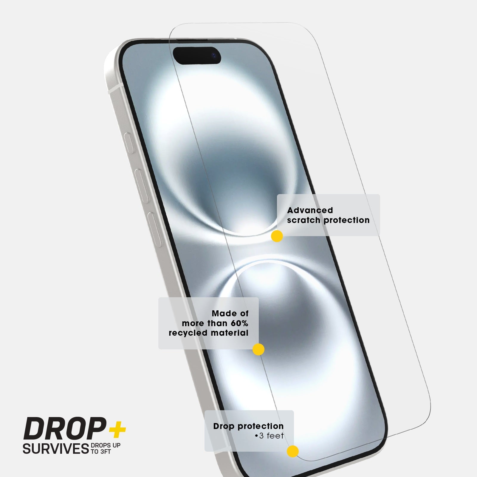 OtterBox Premium Pro Glass Anti-Blue Light Apple iPhone 16 (6.1") Screen Protector Clear - (77-96199), DROP+ 6ft Protection, 2 Years Warranty - Image 4