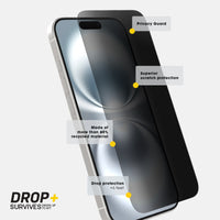 OtterBox Premium Pro Glass Privacy Apple iPhone 16 (6.1") Screen Protector Clear - (77-96215), DROP+ 6ft Protection,Scratch Resistant,2 Years Warranty - Image 3