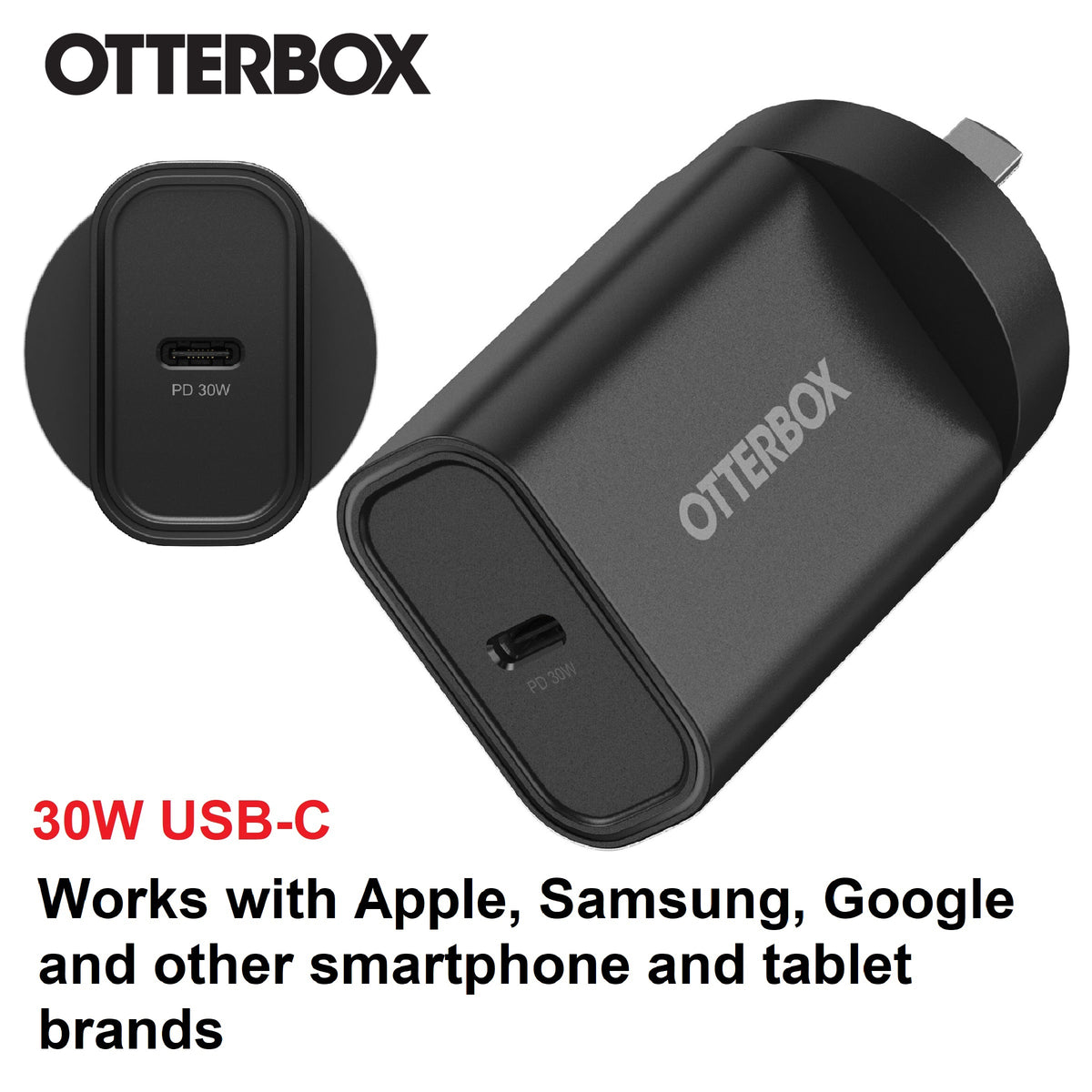 OtterBox 30W USB-C (Type I) PD Fast Wall Charger - Black (78-81351), Compact, Drop Tested,Safe & Smart Charging,Best for Apple, 2 Years Warranty - Image 1