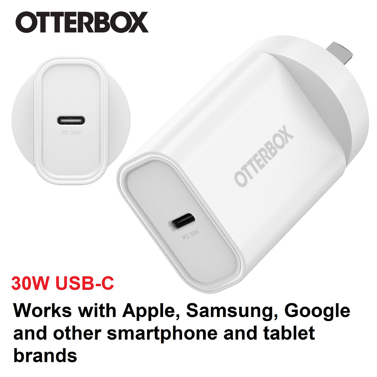 OtterBox 30W USB-C (Type I) PD Fast Wall Charger - White (78-81353), Compact, Drop Tested,Safe & Smart Charging,Best for Apple, 2 Years Warranty - Image 1