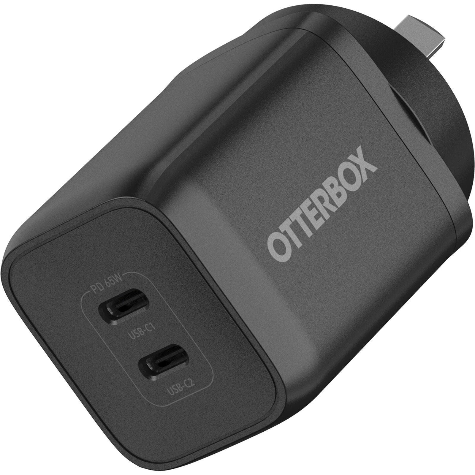 OtterBox 65W Dual Port USB-C (Type I) PD Fast GaN Wall Charger - Black (78-81354), 2x USB-C (45W+20W or Single 65W), Compact, 2 Years Warranty - Image 1
