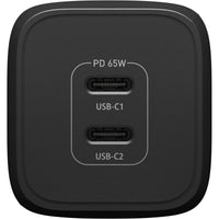 OtterBox 65W Dual Port USB-C (Type I) PD Fast GaN Wall Charger - Black (78-81354), 2x USB-C (45W+20W or Single 65W), Compact, 2 Years Warranty - Image 2