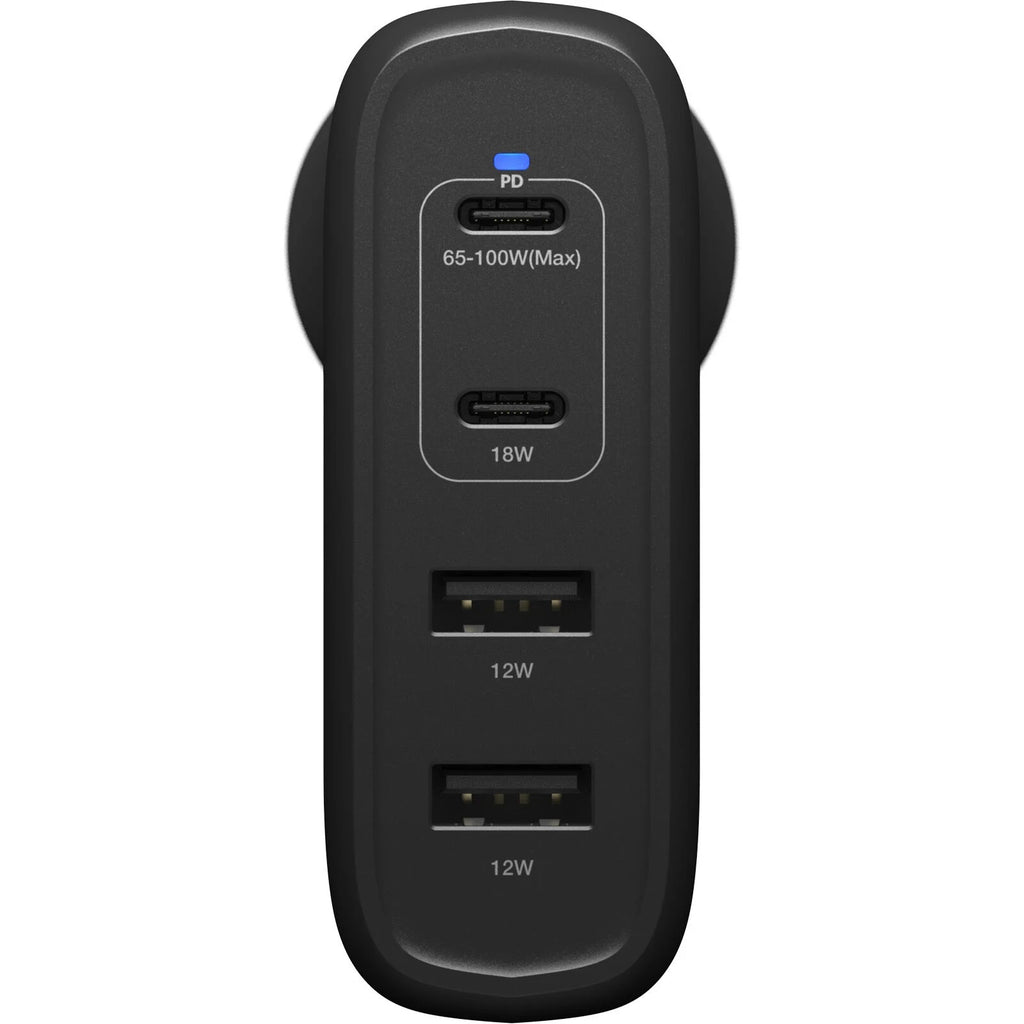 OtterBox 100W Four Port USB-C (Type I) PD Fast GaN Wall Charger - Black (78-81355), Dual USB-C (100W+18W), Dual USB-A (12W), 2 Years Warranty - Image 2