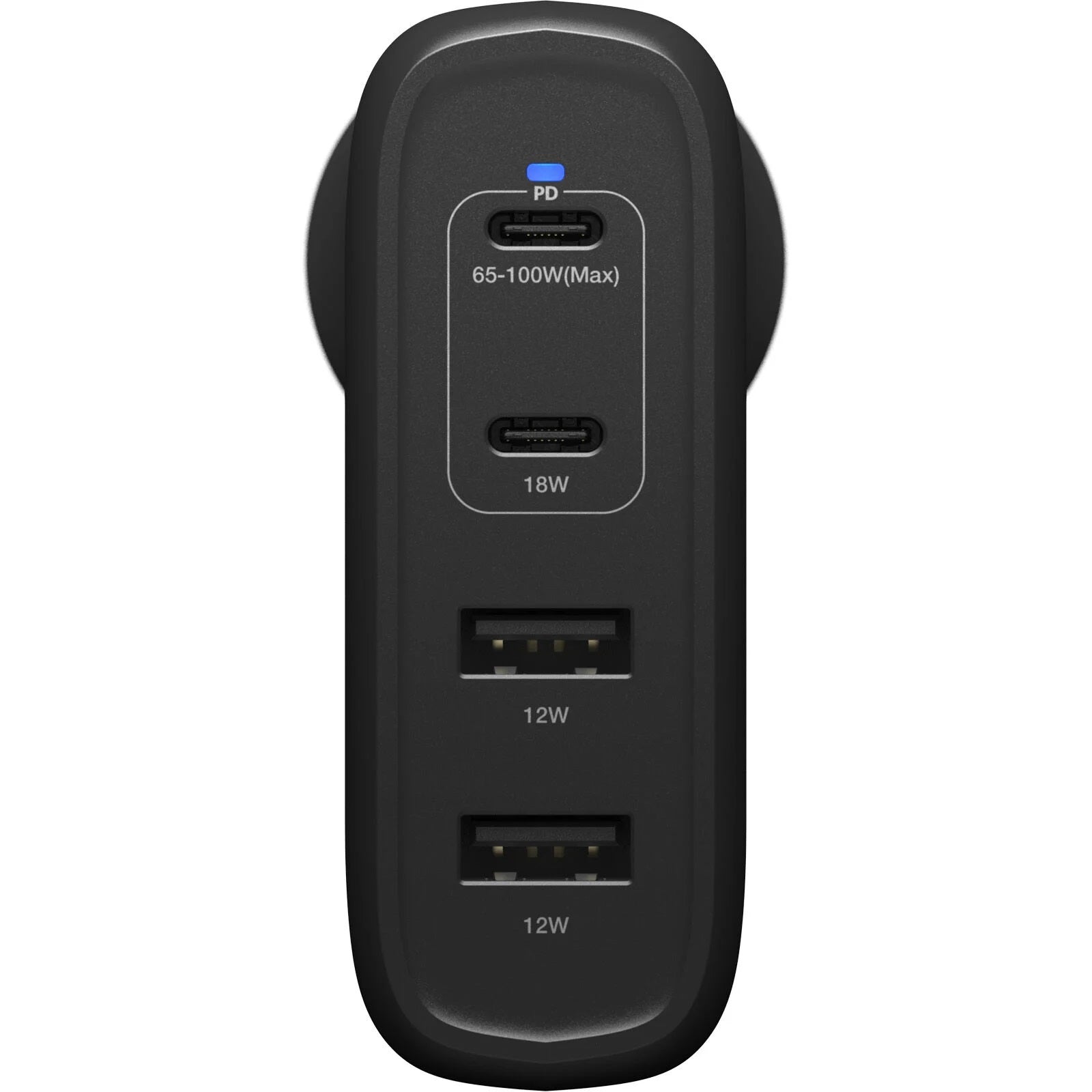 OtterBox 100W Four Port USB-C (Type I) PD Fast GaN Wall Charger - Black (78-81355), Dual USB-C (100W+18W), Dual USB-A (12W), 2 Years Warranty - Image 2
