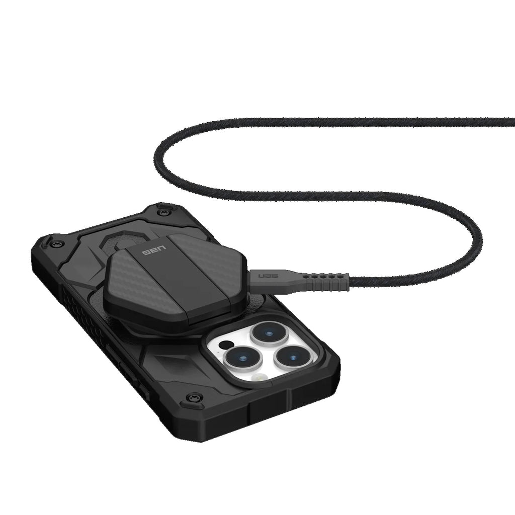 UAG Wireless Charging Pad with Stand - Black/Carbon Fiber(9B4410114042),Up to 15W Of Wireless Power,Detachable 4ft Braided USB-C Cable,1 Year Warranty - Image 3