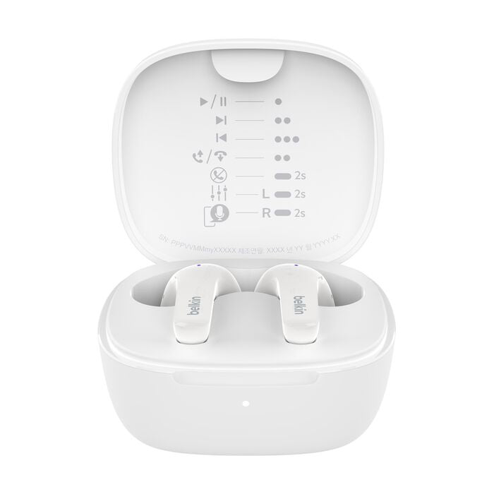 Belkin SoundForm Motion 2 True Wireless Earbuds - White (AUC010fqWHV2), 33 hrs Battery, 12mm Drivers, BT 5.3 Multipoint, IPX5-Rated, 2 Years Warranty - Image 2