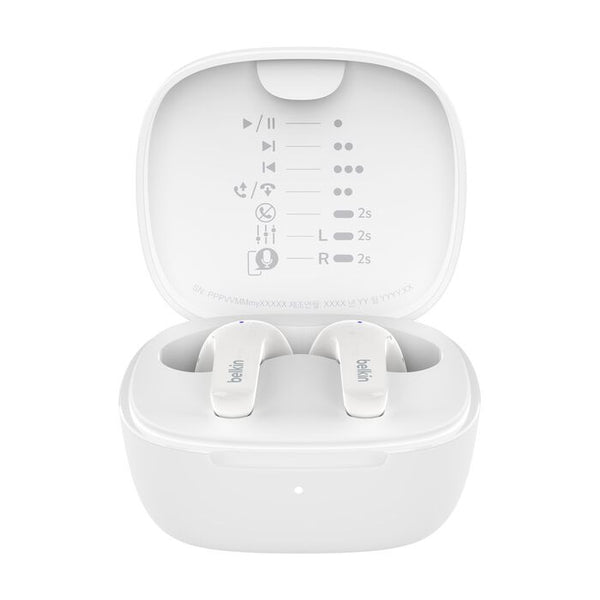 Belkin SoundForm Motion 2 True Wireless Earbuds - White (AUC010fqWHV2), 33 hrs Battery, 12mm Drivers, BT 5.3 Multipoint, IPX5-Rated, 2 Years Warranty