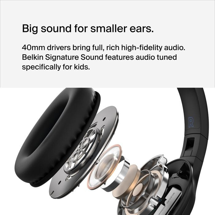 Belkin SoundForm Inspire Wireless Over-Ear Headset for Kids - Black(AUD006btBLK),35hrs Battery,40mm Drivers,85dB Volume Cap,BT 5.2,2 Years Warranty - Image 3