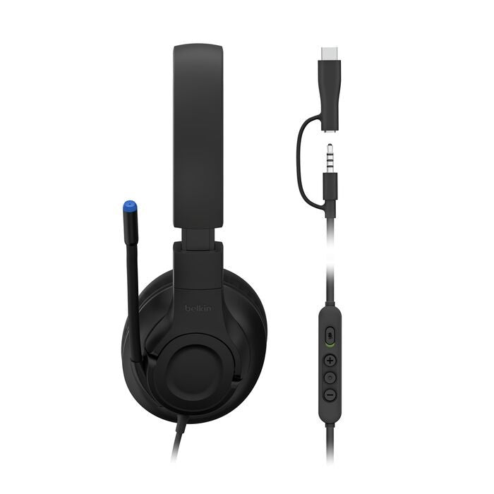 Belkin SoundForm Inspire USB-C Wired Over-Ear Headset for Kids - Black (AUD007fqBK), 85dB Volume Cap,USB-C & 3.5mm Wired Cable, 2 Years Warranty - Image 2