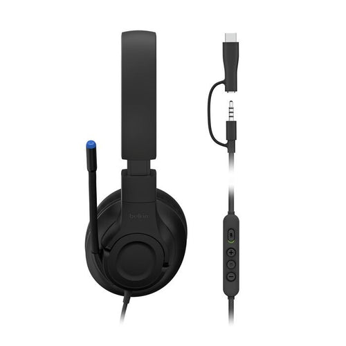 Belkin SoundForm Inspire USB-C Wired Over-Ear Headset for Kids - Black (AUD007fqBK), 85dB Volume Cap,USB-C & 3.5mm Wired Cable, 2 Years Warranty - Image 2
