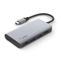 Belkin Connect USB-C 4-in-1 Multiport Adapter + USB-C Cable (13CM) - Space Grey(AVC006btSGY), 100W, 5 Gbps, 2xUSB-A, 1xUSB-C, 1xHDMI, 2 Years Warranty - Image 2