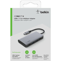 Belkin Connect USB-C 4-in-1 Multiport Adapter + USB-C Cable (13CM) - Space Grey(AVC006btSGY), 100W, 5 Gbps, 2xUSB-A, 1xUSB-C, 1xHDMI, 2 Years Warranty - Image 4