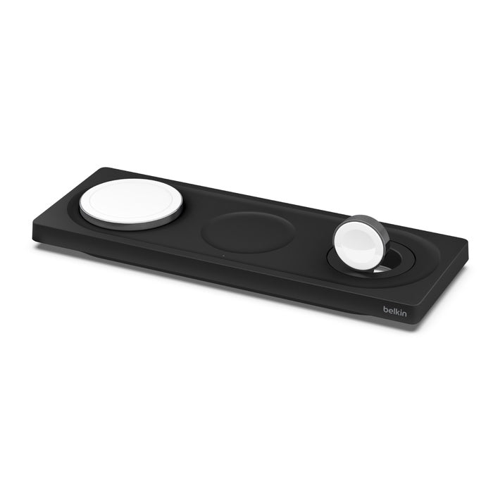 Belkin BoostCharge Pro 3-in-1 Wireless Charging Pad with MagSafe 15W- Black(WIZ016AUBK),Flat & Compact Design,Fast Wireless Charger,5ft. 40W PSU,2 - Image 2