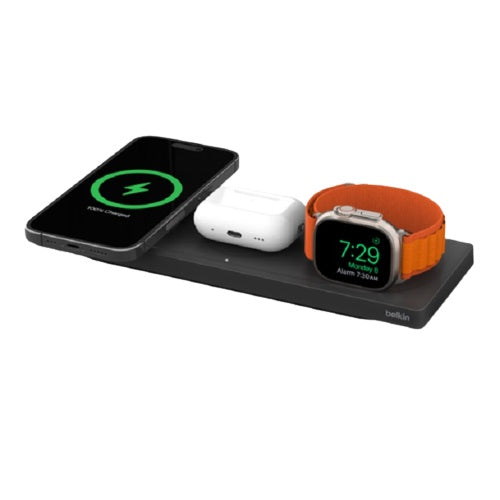 Belkin BoostCharge Pro 3-in-1 Wireless Charging Pad with MagSafe 15W- Black(WIZ016AUBK),Flat & Compact Design,Fast Wireless Charger,5ft. 40W PSU,2 - Image 5