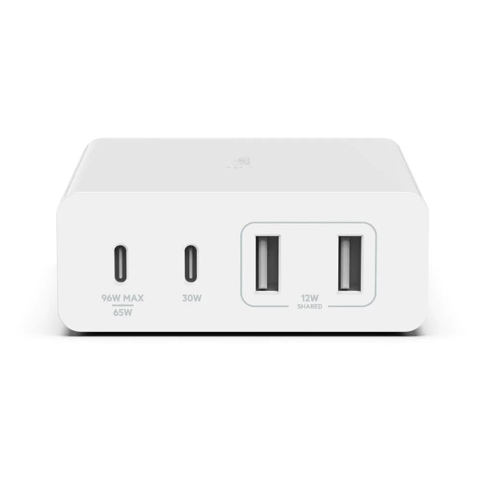 Belkin BoostCharge Pro 108W USB-C (PD 3.0) 4-Port GaN Wall Charger - White (WCH010auWH), 2xUSB-C, 2xUSB-A, Compact Laptop Charger, 2 Years Warranty - Image 1