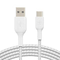 Belkin BoostCharge Braided USB-C to USB-A Cable (1M) - White (CAB002bt1MWH), 3A/15W, 480Mbps, 30K+ Bends, Apple, USB-IF Certified, 2 Years Warranty - Image 1